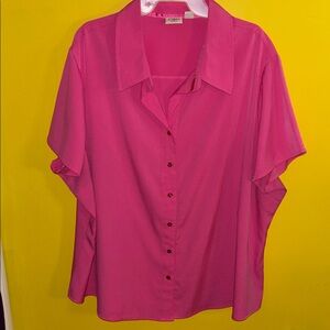Cato Hot Pink Short Sleeve Button-Front Shirt EUC